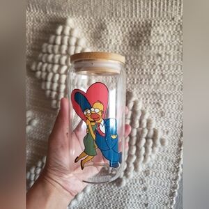 Glass Jar with Cartoon Couple Design The Simpsons